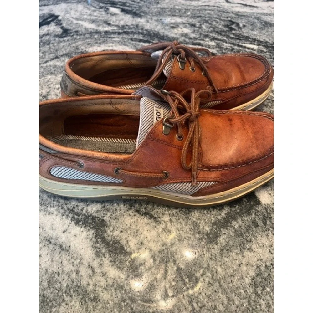 Sebago Clovehitch II Boat Shoes Mens 11.5M Amber Gold Good Leather Deck B24366